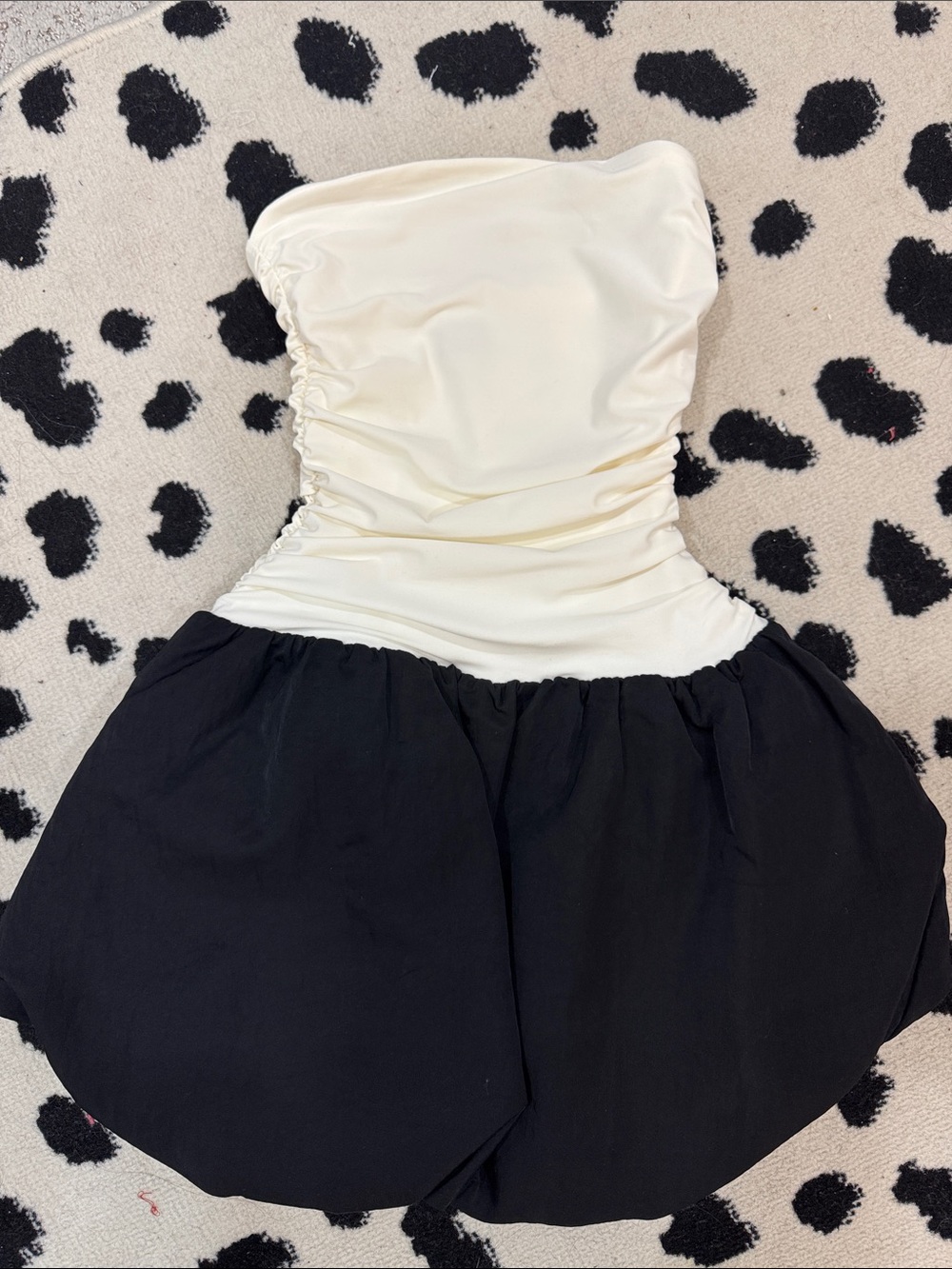 Aritizia Strapless Two-Tone Cream and Black Party Dress